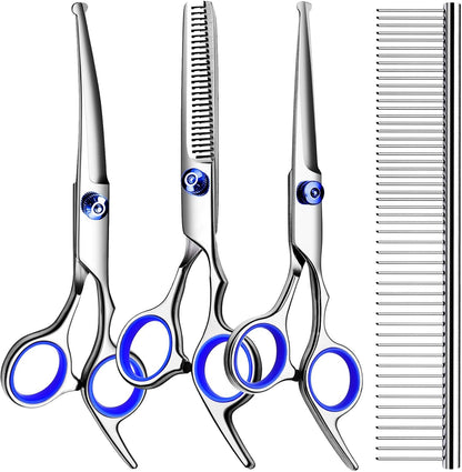 TINMARDA Dog Grooming Kit, Professional Stainless Steel Dog Grooming Scissors with Curved Shears, Pink Finger Rings - 4 Piece Sharp Durable Pet Shears for Dogs Cats At Home Salon-Quality Grooming - Image 11
