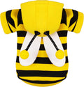 Paiaite bumblebee dog costume hoodie front view on a medium breed dog.