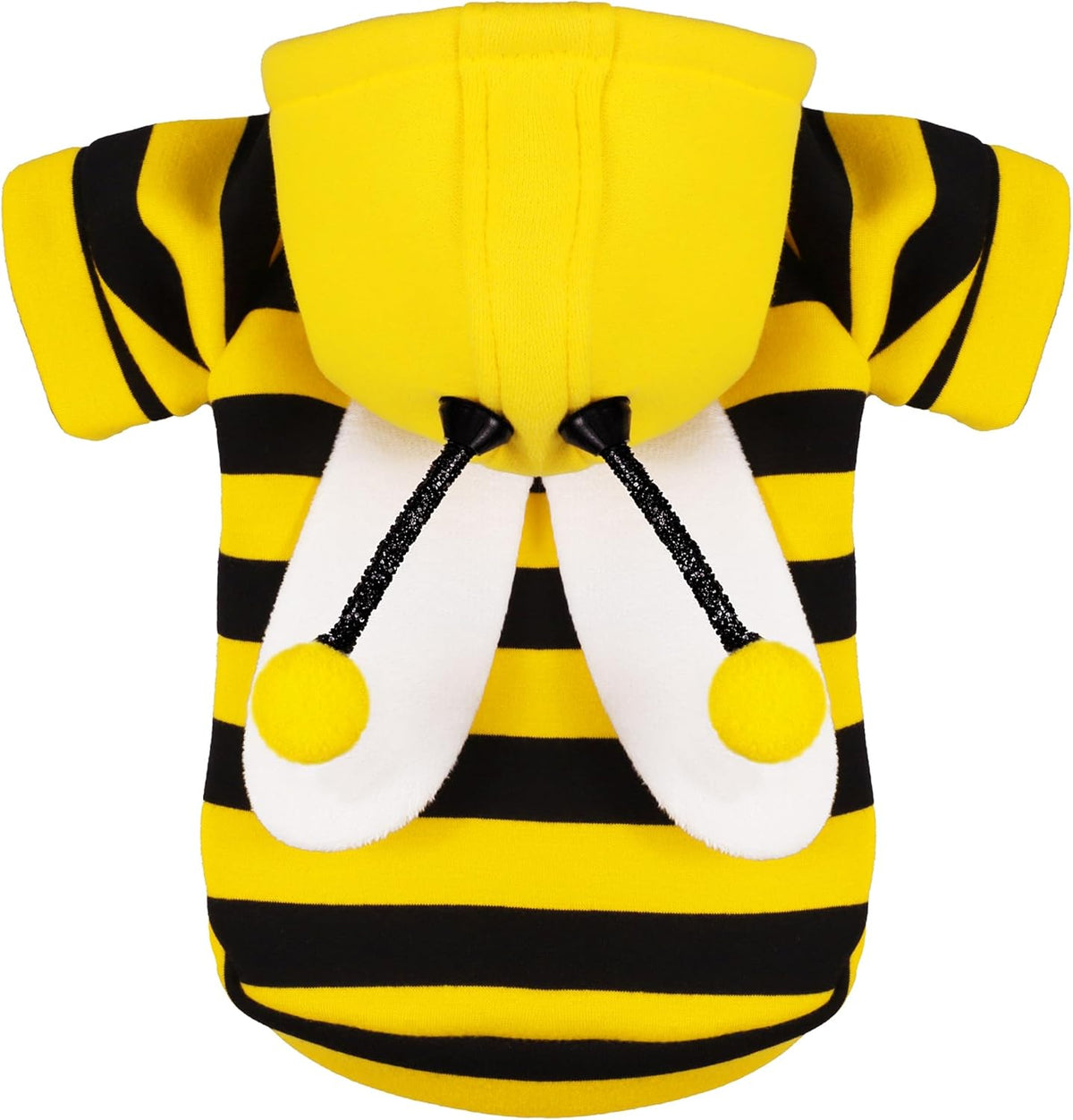 Paiaite bumblebee dog costume hoodie front view on a medium breed dog.