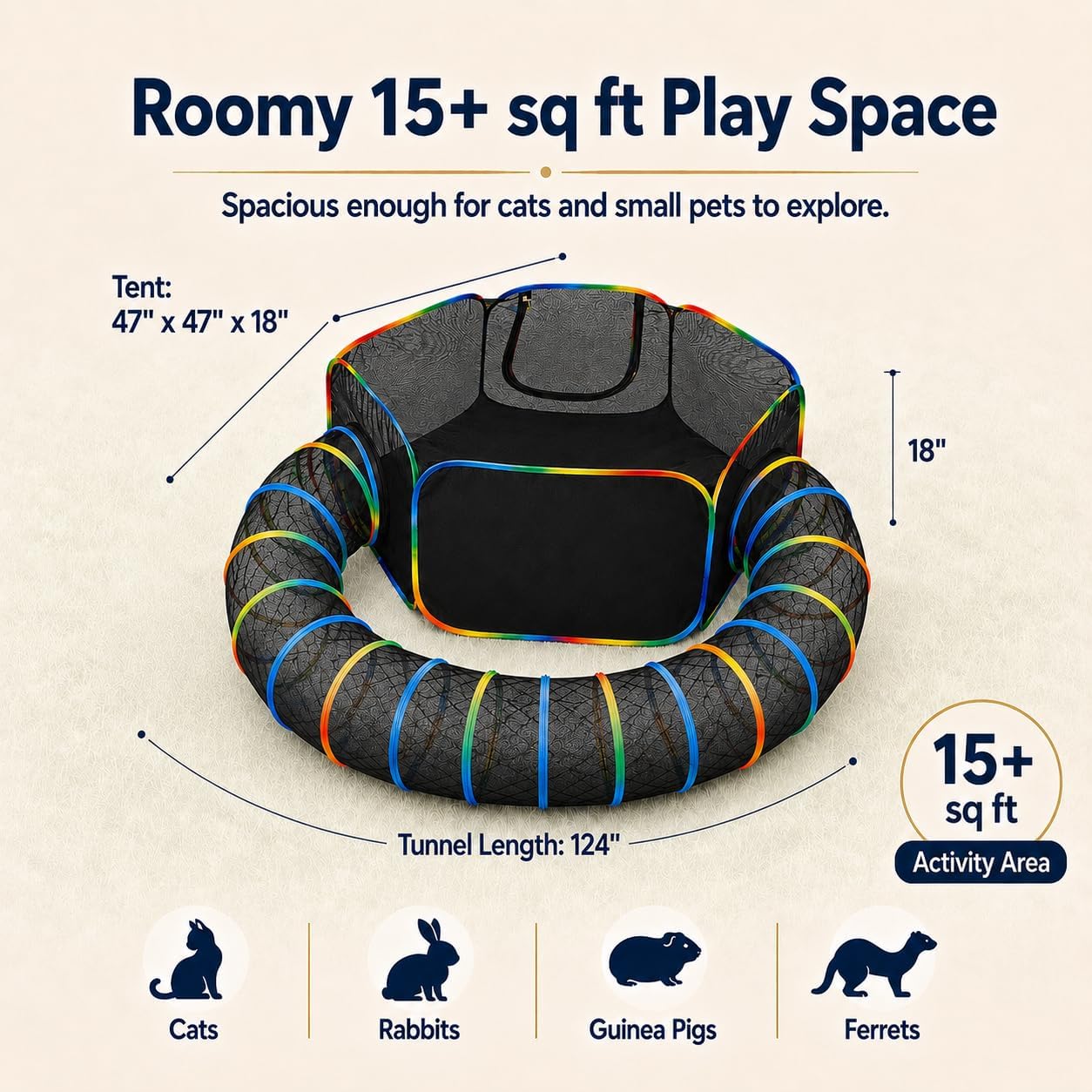 LUCKITTY portable cat house collapsed flat next to its black fabric storage carrying bag.