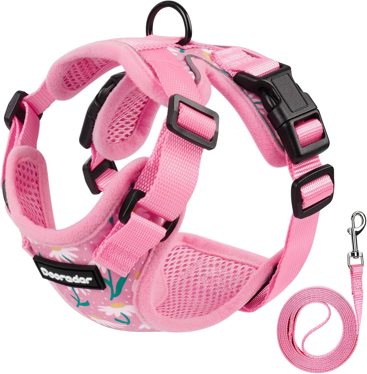 Dooradar Cat Harness and Leash Set, Escape Proof Safe Adjustable Kitten Vest Harnesses for Walking, Easy Control Soft Breathable Mesh Jacket with Reflective Strips for Cats, Pink, Xs - Image 9