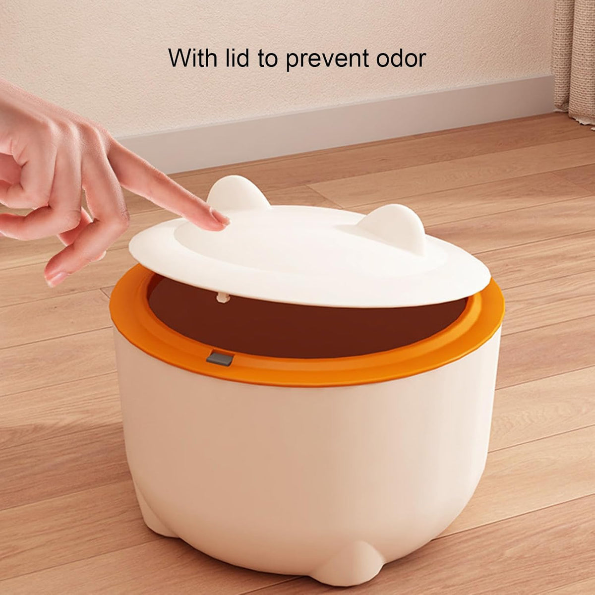 Dioche cat litter bin with press lid open