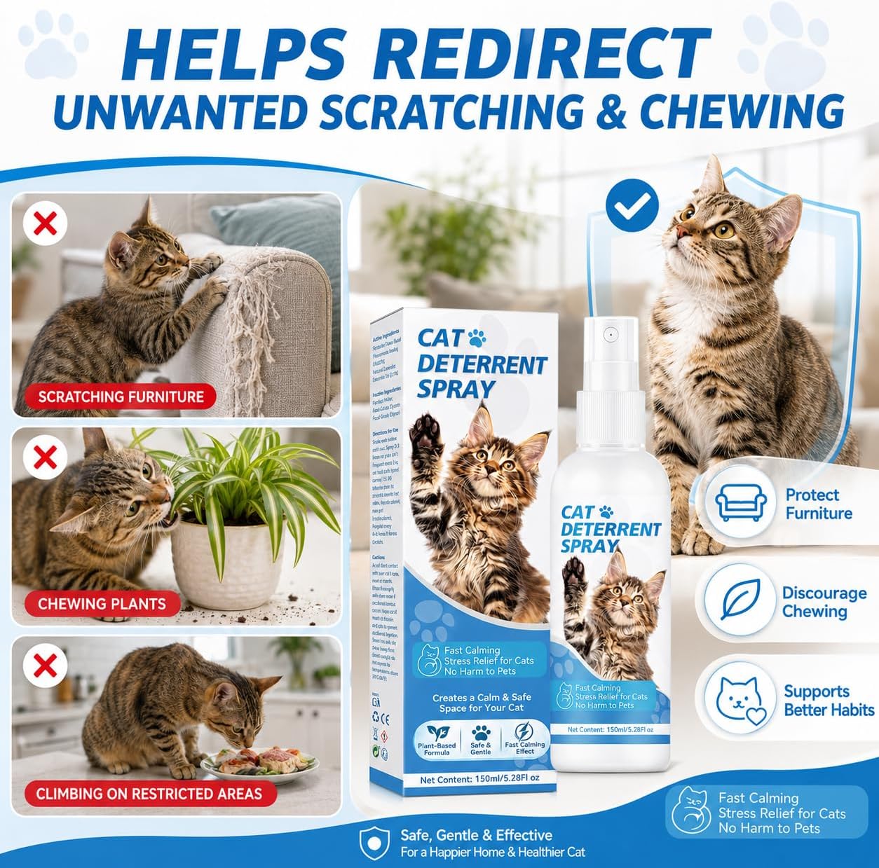 Using cat deterrent spray on a fabric sofa