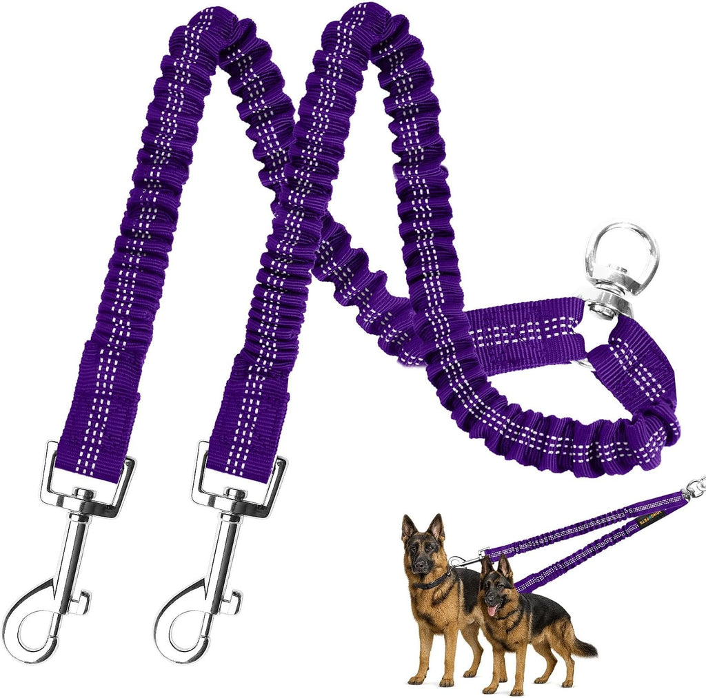 MingXpet 2 Dog Leash, Dog Leash for 2 Dogs, 360 degrees Swivel No Tangle Double Walking Training Leashes for Small Dogs, Comfortable Shock Absorbing Reflective Bungee, Pink - Image 13