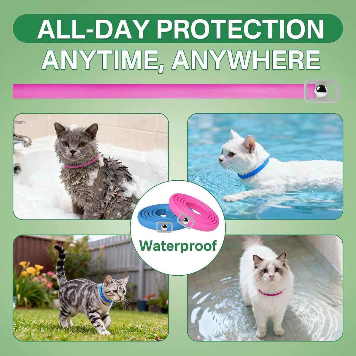 Puyrzoe Flea Collar for Cats 4 Pack, Natural Cat Flea and Tick Prevention Collar, 32-Month Full Protection, Adjustable Cat Flea and Tick for Kittens and Cats, Waterproof, 2 Pink & 2 Blue - Image 9