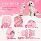 Back view of pink Yudodo pet dress with ruffled skirt