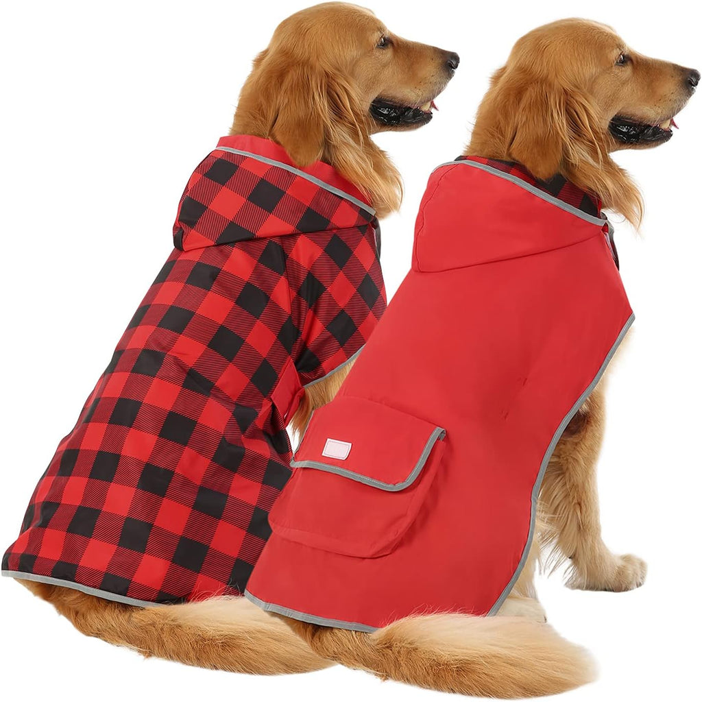 HDE Reversible Hooded Dog Raincoat Slicker Poncho for Small Medium Large Dogs - Ducks Yellow - L - Polyester - Image 12