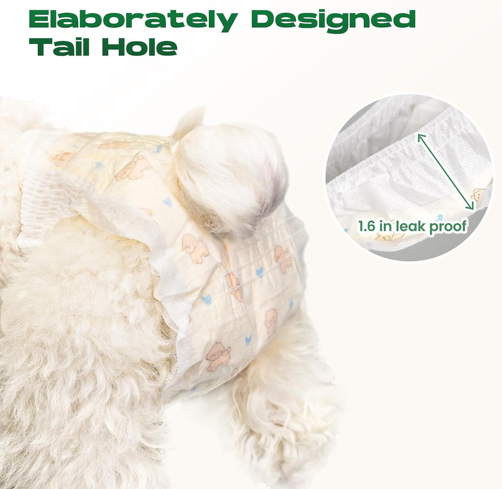 Hygienic adhesive roll up tape on disposable dog underwear