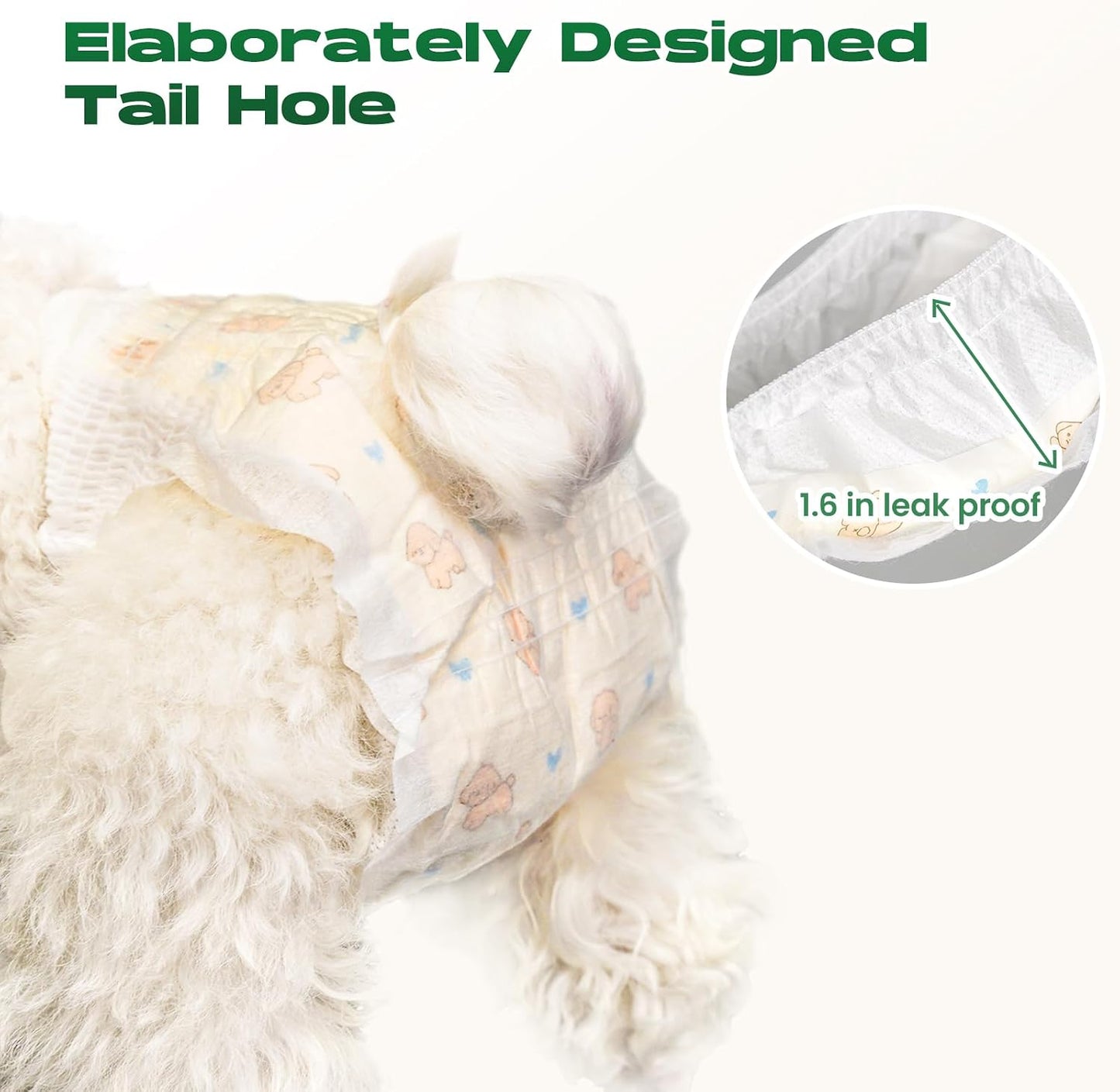 Hygienic adhesive roll up tape on disposable dog underwear