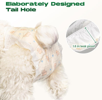 Hygienic adhesive roll up tape on disposable dog underwear