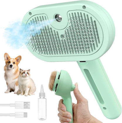 Dog Brush for Shedding, 3 in 1 Self Cleaning Steam Dog Brush - Anti-Static,Cat Steam Brush Removal Comb with Release Button, Grooming Tool for Long and Short Hair Pets, White - Image 9