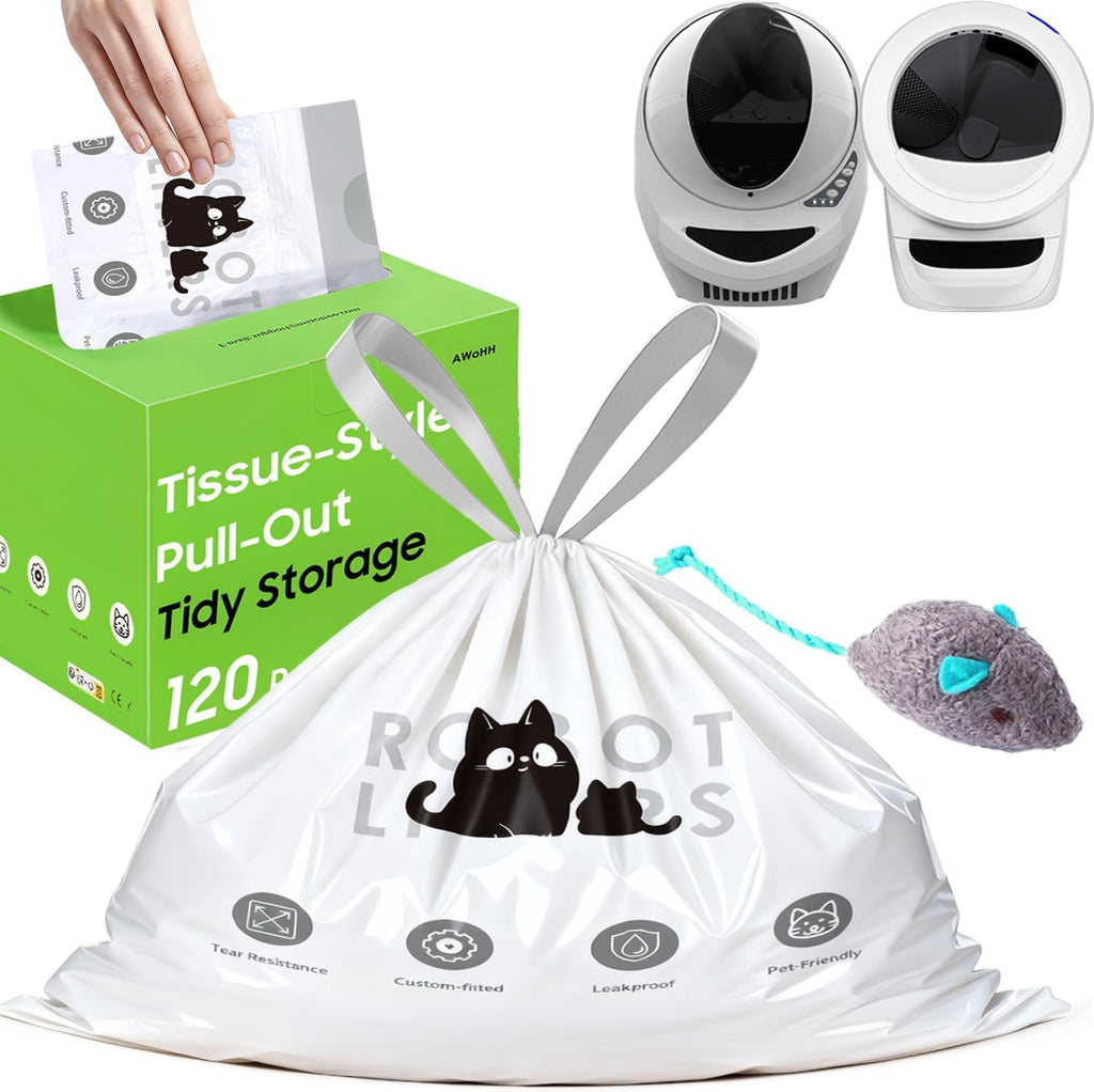 AWoHH automatic cat litter box bags front view of dispenser packaging