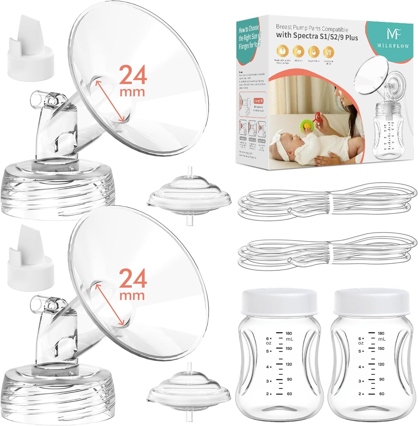 Milkflow breast pump replacement kit front view for Spectra pumps