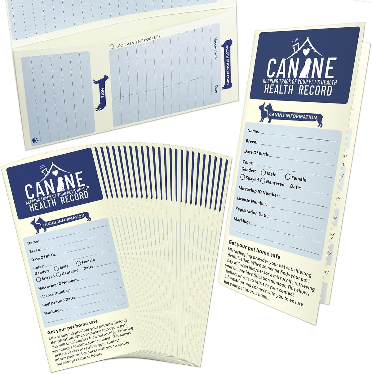 ANZON MORIES Dog Vaccination Record Cards front view showing the comprehensive medical log layout for puppies.