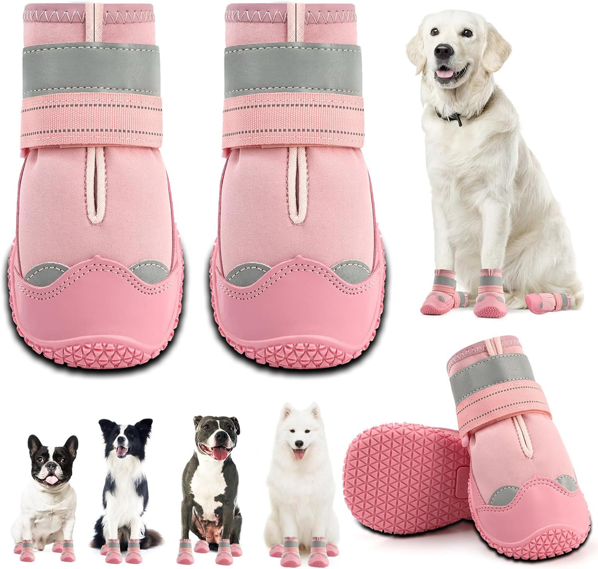 Dog Boots for Large Dogs, Medium Dog Boots & Paw Protectors for Hardwood Floors, Outdoor Dog Booties for Hot Pavement Winter Snow Hiking, Dog Shoes with Reflective Strips - Image 15