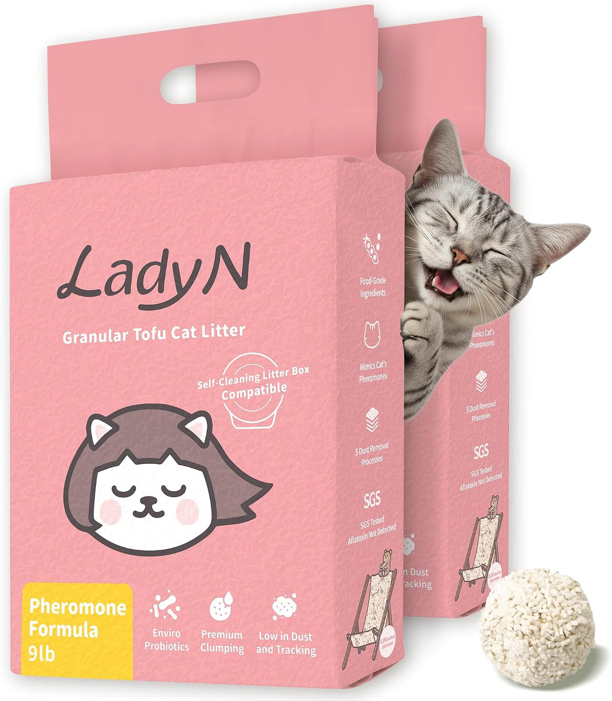 Lady N Cat Attract Tofu Litter - Natural Attractant Formula for Litter Box Training, Calming Pheromone for Multi-Cat Homes, Classic Pellet Shape for Standard Litter Box 9lb - Image 12