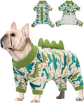 CuteBone dinosaur costume dog pajamas front view on a small puppy
