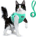 Supet turquoise cat harness and leash set front view