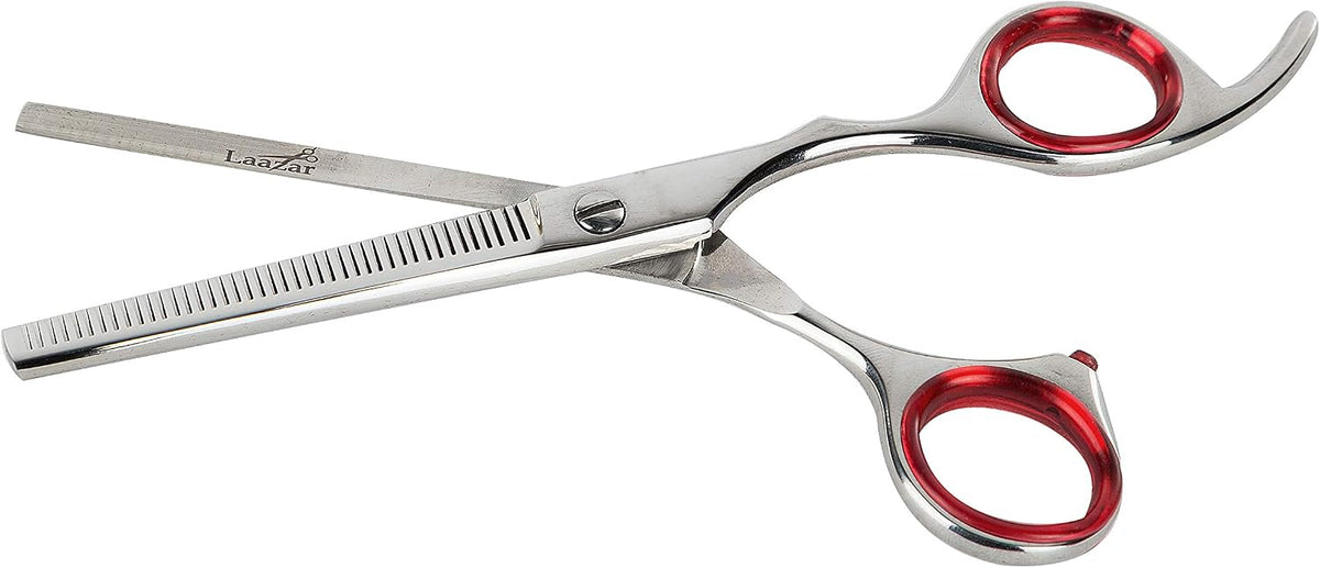 Professional Laazar grooming scissors ready for dog and cat coat blending