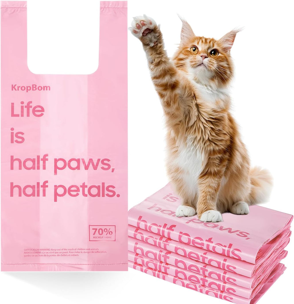 125 Count Cat Poop Bags with Handles, Disposable Litter Bags for Pet Poop, Extra-Thick Kitty Cat Waste Bags Easy Tie Leak-Proof Strengthen Unscented (Made of 70% Recycled Plastic) - Image 11