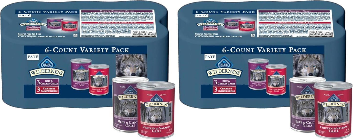 Blue Buffalo Wilderness Adult Wet Dog Food Variety Pack, Beef & Chicken Grill, 32g Protein, and Chicken & Salmon Grill, 35g Protein, Grain-Free & High-Protein, Natural, 12.5-oz. Each (6 Cans) - Image 11