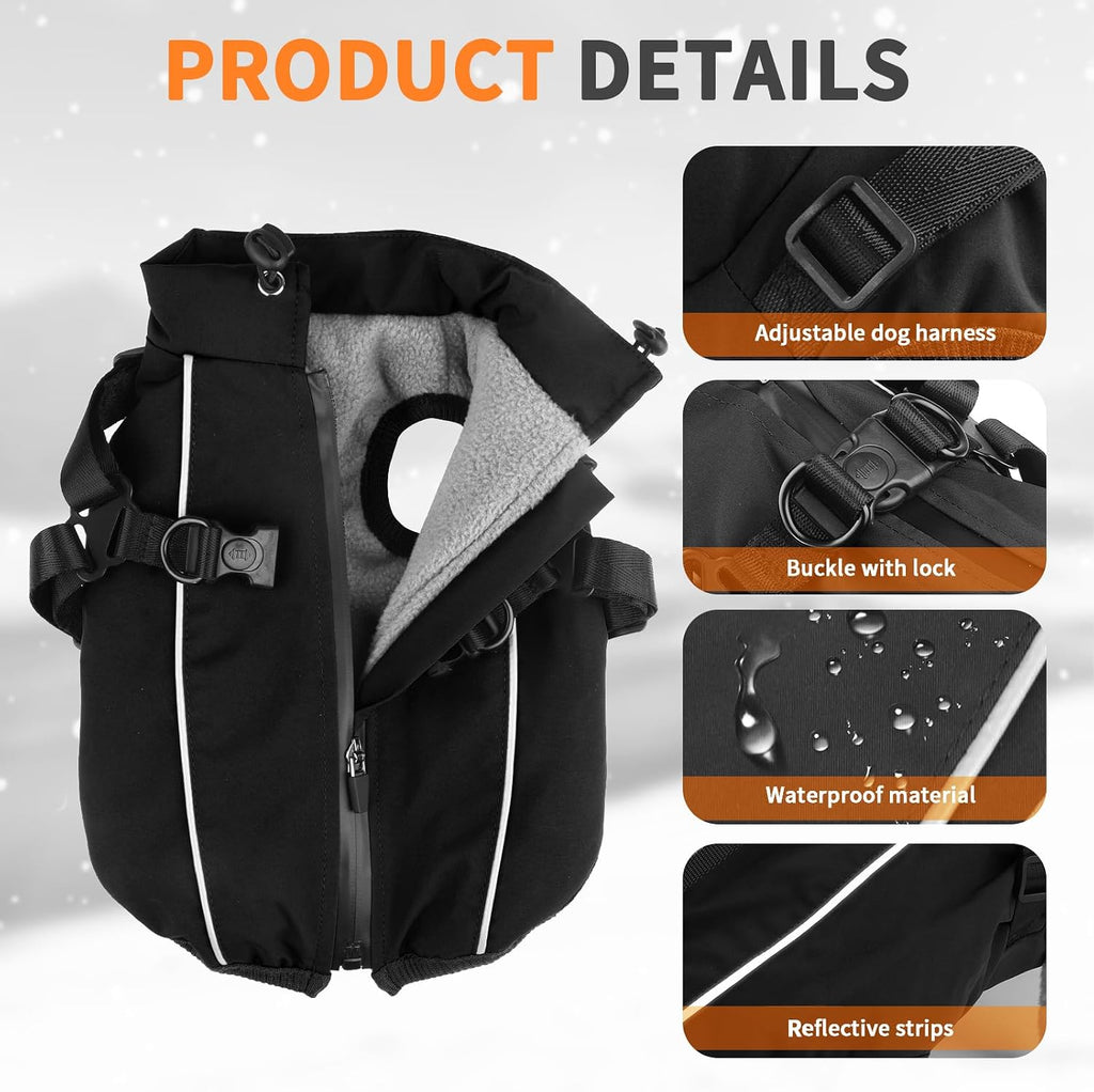 Fiveda fleece lined windproof puppy coat internal thermal lining close up
