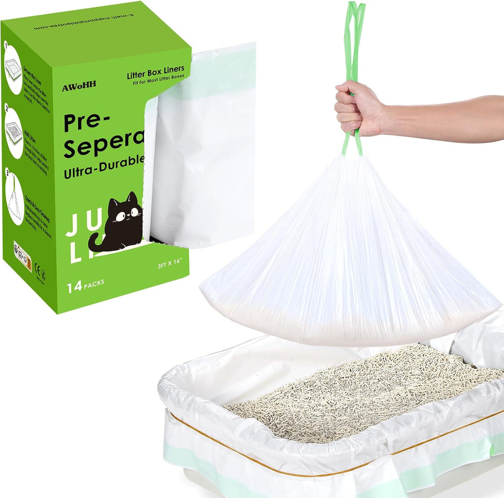 Cat Litter Box Liners [30 Count]-Large/Jumbo 37"x16" | Heavy Duty Scratch Resistance Drawstring Cat Litter Bags-No Tearing Needed-70% Recycled Ocean Plastic - Image 10
