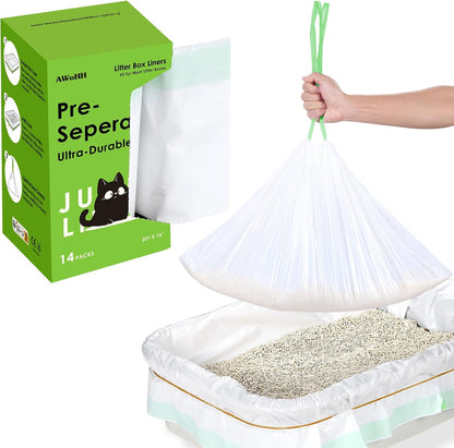 Cat Litter Box Liners [30 Count]-Large/Jumbo 37"x16" | Heavy Duty Scratch Resistance Drawstring Cat Litter Bags-No Tearing Needed-70% Recycled Ocean Plastic - Image 10
