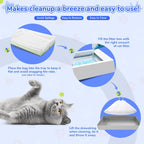 Tear-resistant cat litter liner being pulled out of sliding drawer