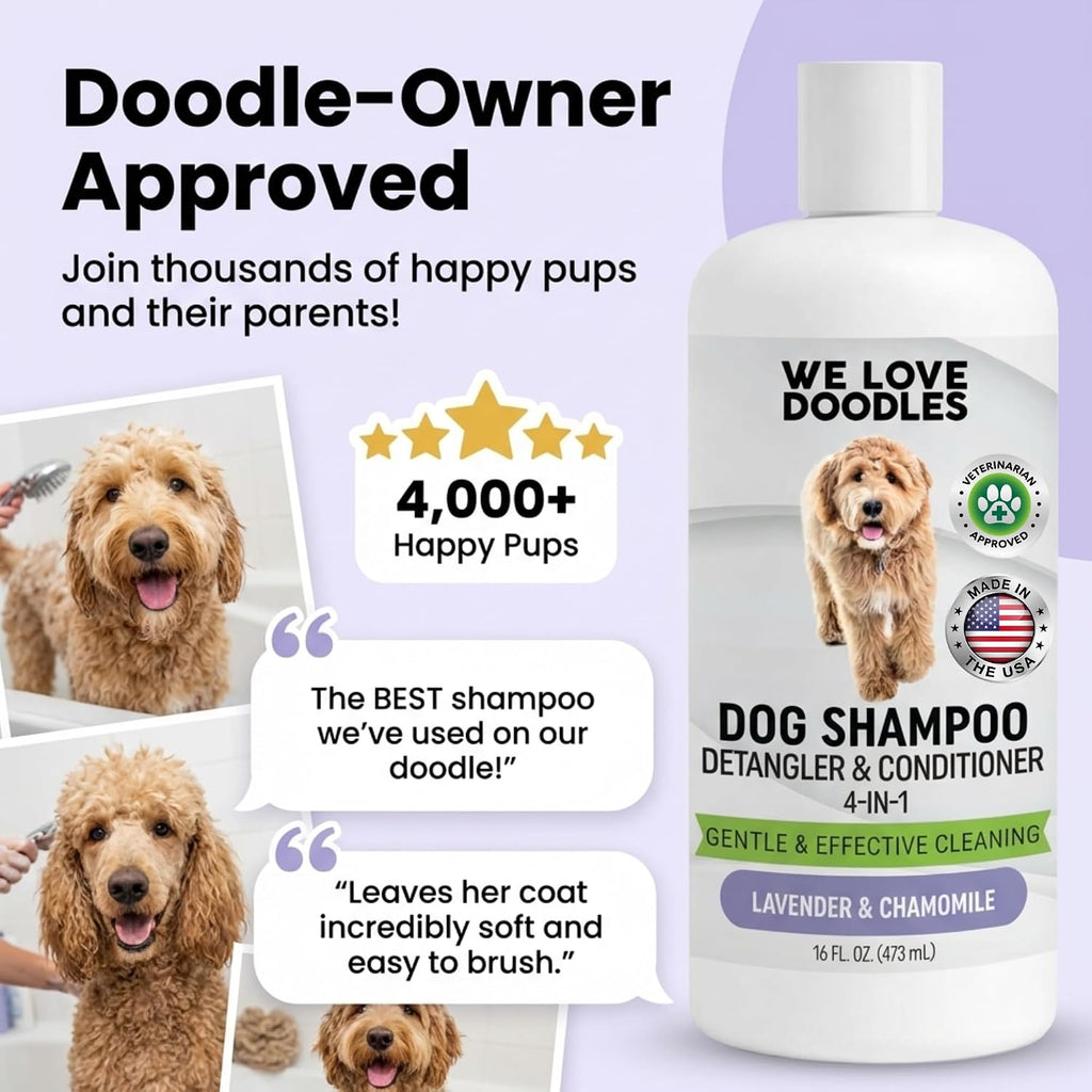 We Love Doodles professional doodle grooming shampoo close up view