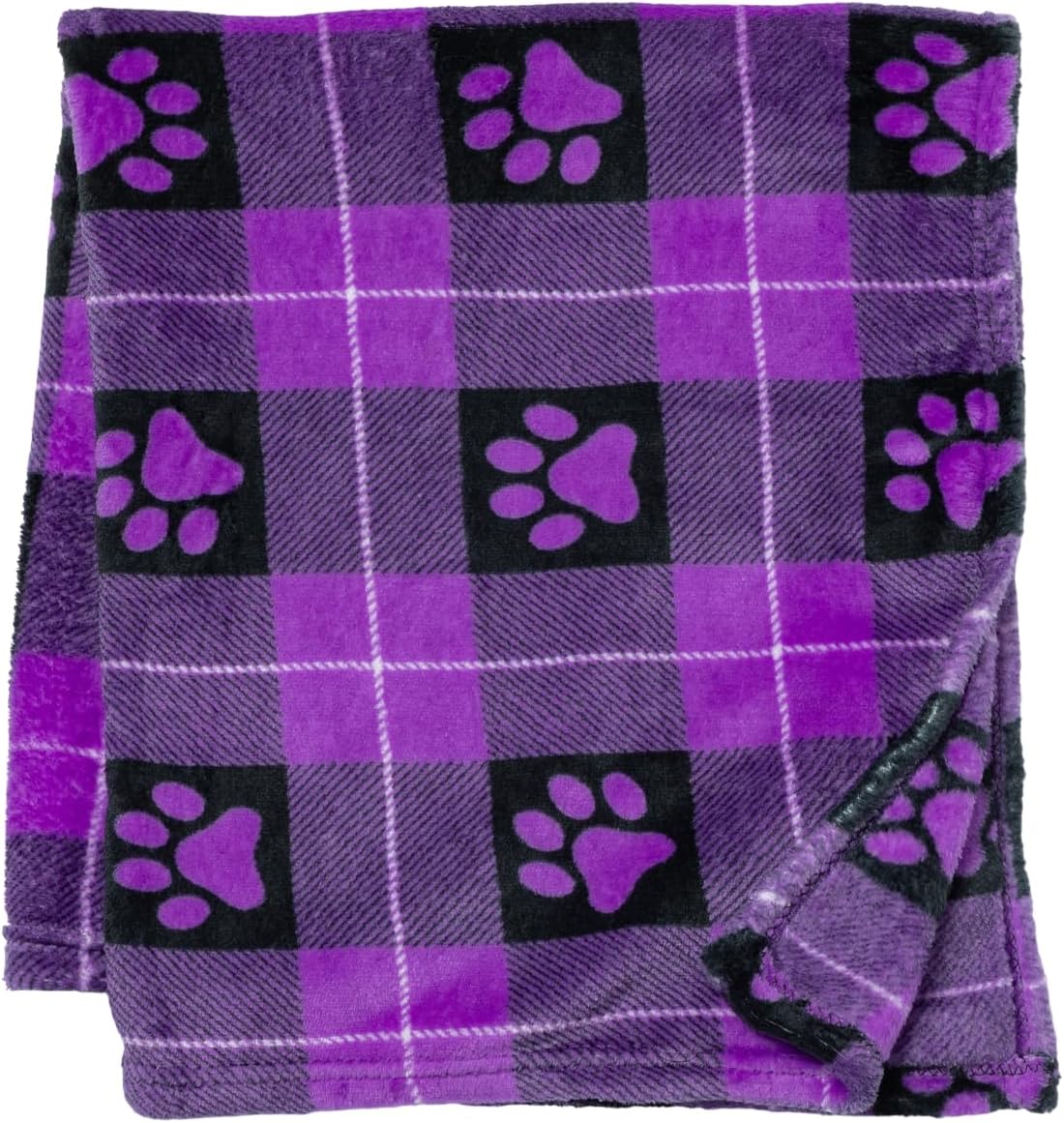 Pet Dog Cat Blanket Ultra Soft Cozy Fleece Paw Print Design Machine Washable Durable for Crates Beds Sofas Travel (Purple Paw Symphony, Large) - Image 15