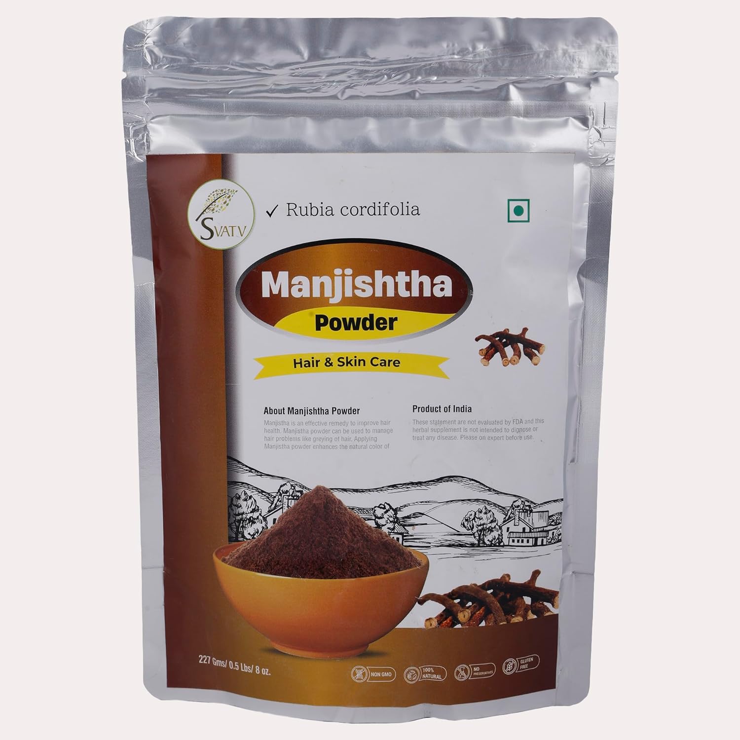 Svatv Natural Manjistha Powder 227g front packaging view