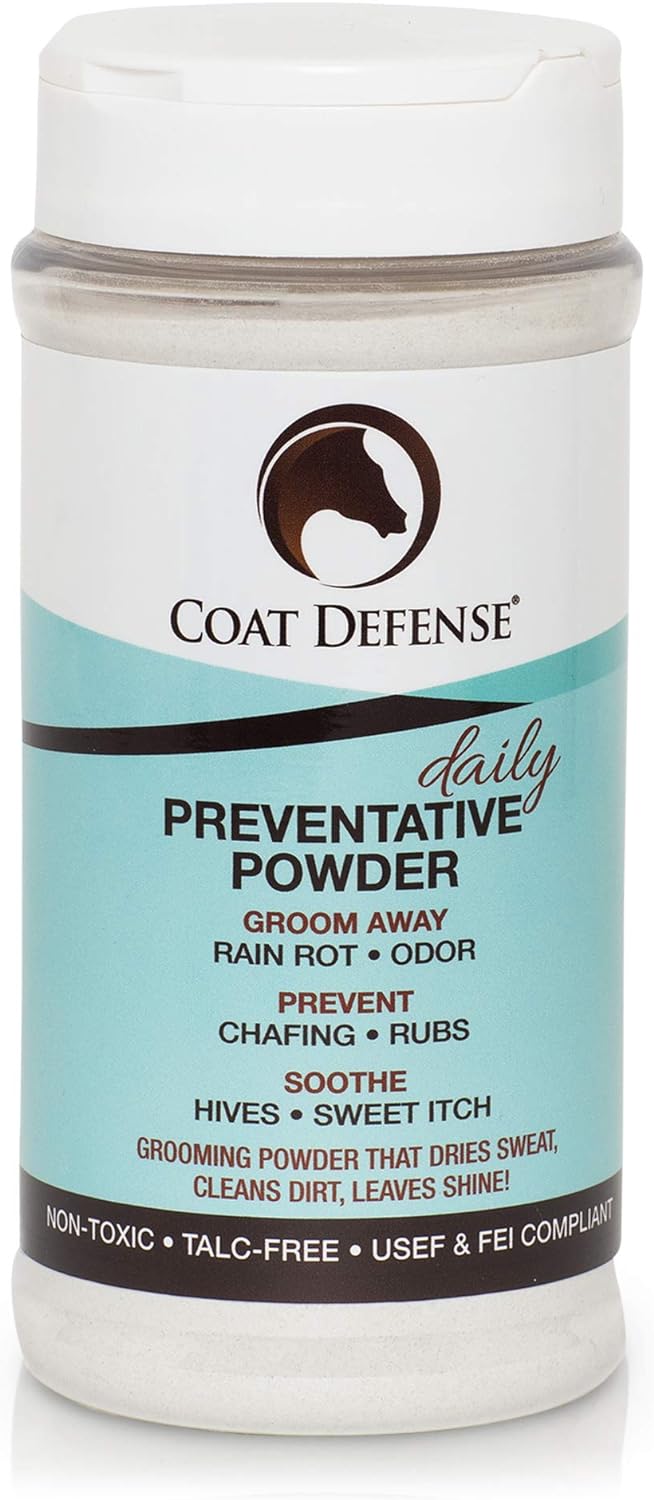 Coat Defense Daily Preventative Powder & Rain Rot Treatment for Horses | Safe & Effective Equine Sweet Itch, Skin Funk, Scratches | Dry Horse Shampoo, 8 oz. | All Natural Ingredients - Image 9