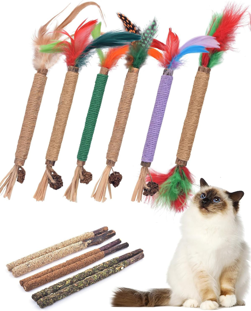 TINDTOP Catnip Chew Toys for Cats, 12 Pack Natural Silvervine Sticks for Kittens Teeth Cleaning, Matatabi Dental Care, Increase Appetite, Calm Cat Anxiety and Stress, Aggressive Chewers Cat Dental Toy - Image 9