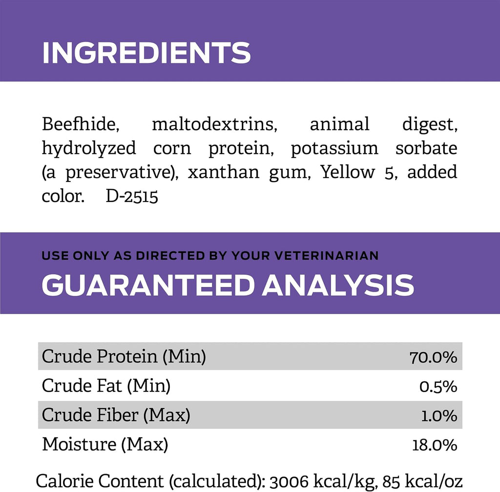 Back of Pro Plan Veterinary Diets Dental Chewz box showing ingredients