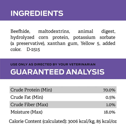 Back of Pro Plan Veterinary Diets Dental Chewz box showing ingredients