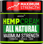 Arvesa Natural Hemp Cream Maximum Strength Gel 4 Ounce front view jar for targeted topical relief