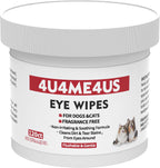 4U4ME4US Pet Eye Wipes and Tear Stain Remover front container view showing 120 count label