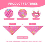 Dog Birthday Girl Bandana for Small Dogs - Reversible Pink Confetti Tie-On Scarf, Happy Birthday Party Outfit Puppy Gift, 9-14" Neck - Image 3