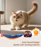 Cat nip plush chew toy showing the internal crinkle paper and hidden rattle feature.