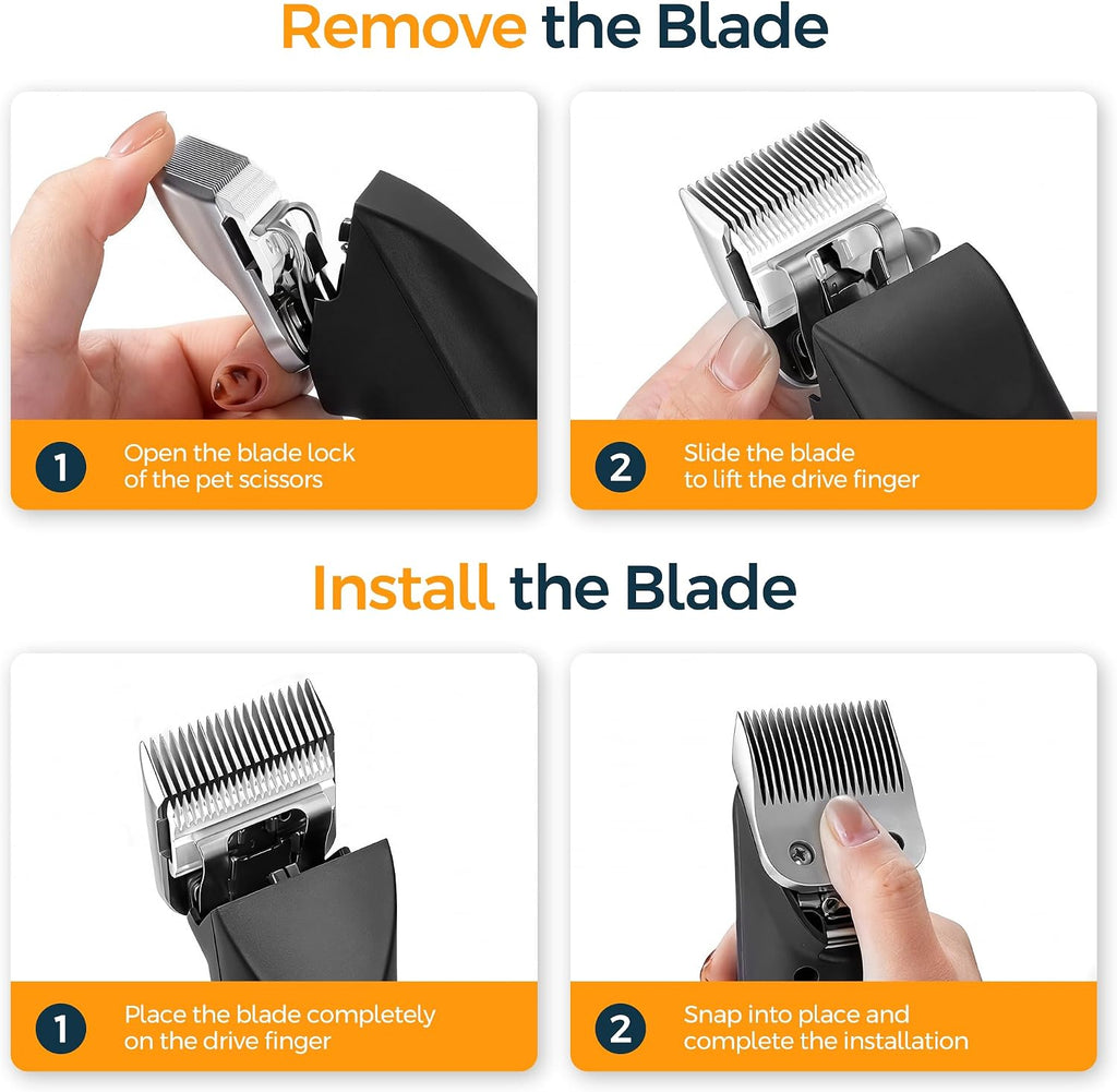 Detachable A5 style ceramic clipper blade for long coat preservation on dogs and cats
