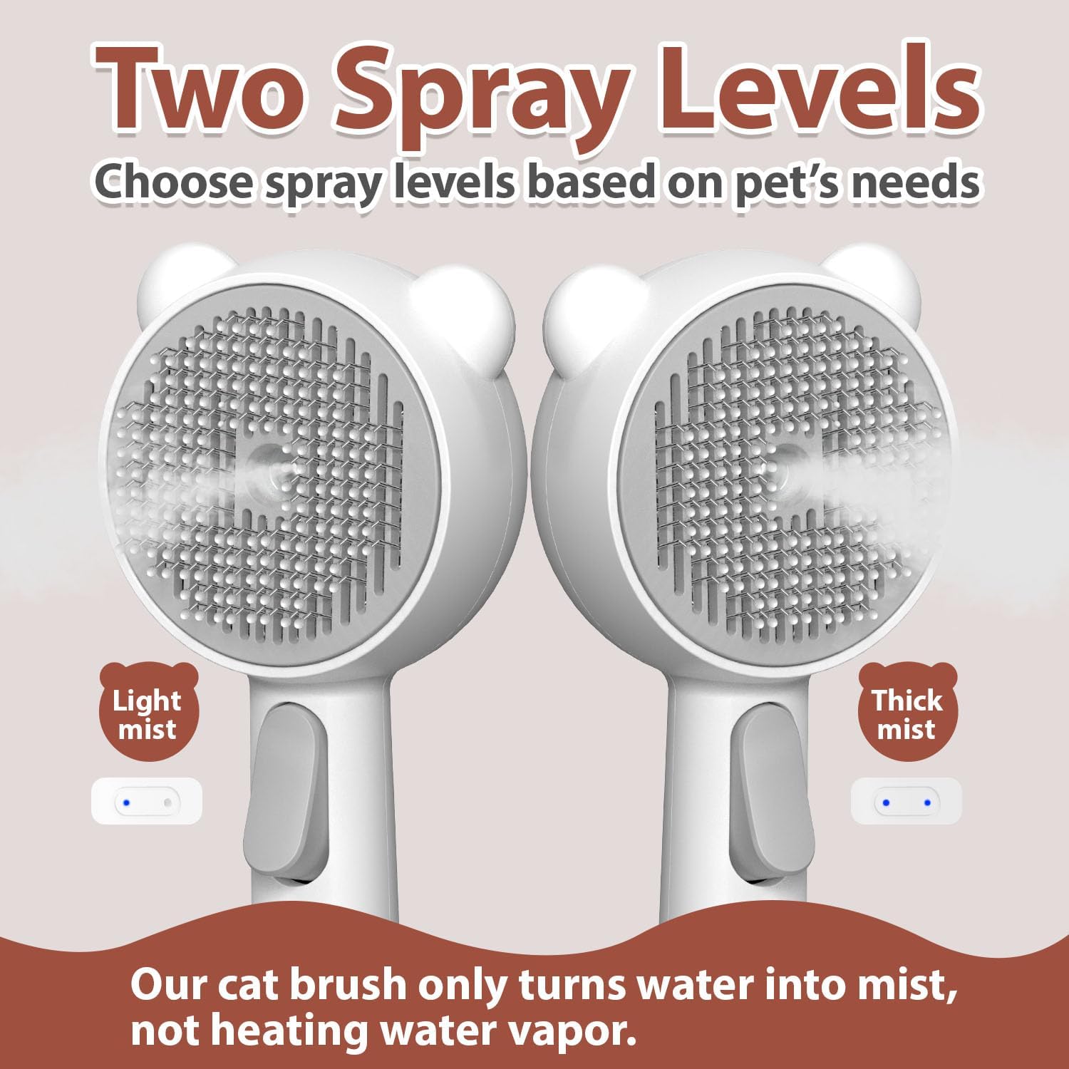 Poiiopy pet brush showing water spray mist function