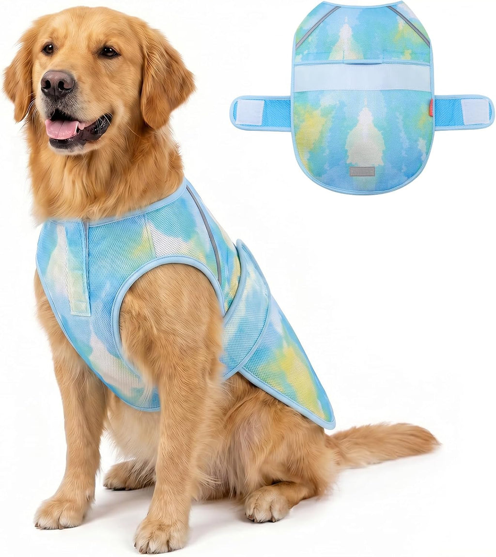 KYEESE Dog Cooling Vest, Lightweight Dog Cooler Jacket, 3D Breathable Mesh Pet Cooling Shirts for Summer with Reflective Stripe, Sun Protection Pet T Shirt for Beach, Hiking, Walking, Purple, L - Image 10