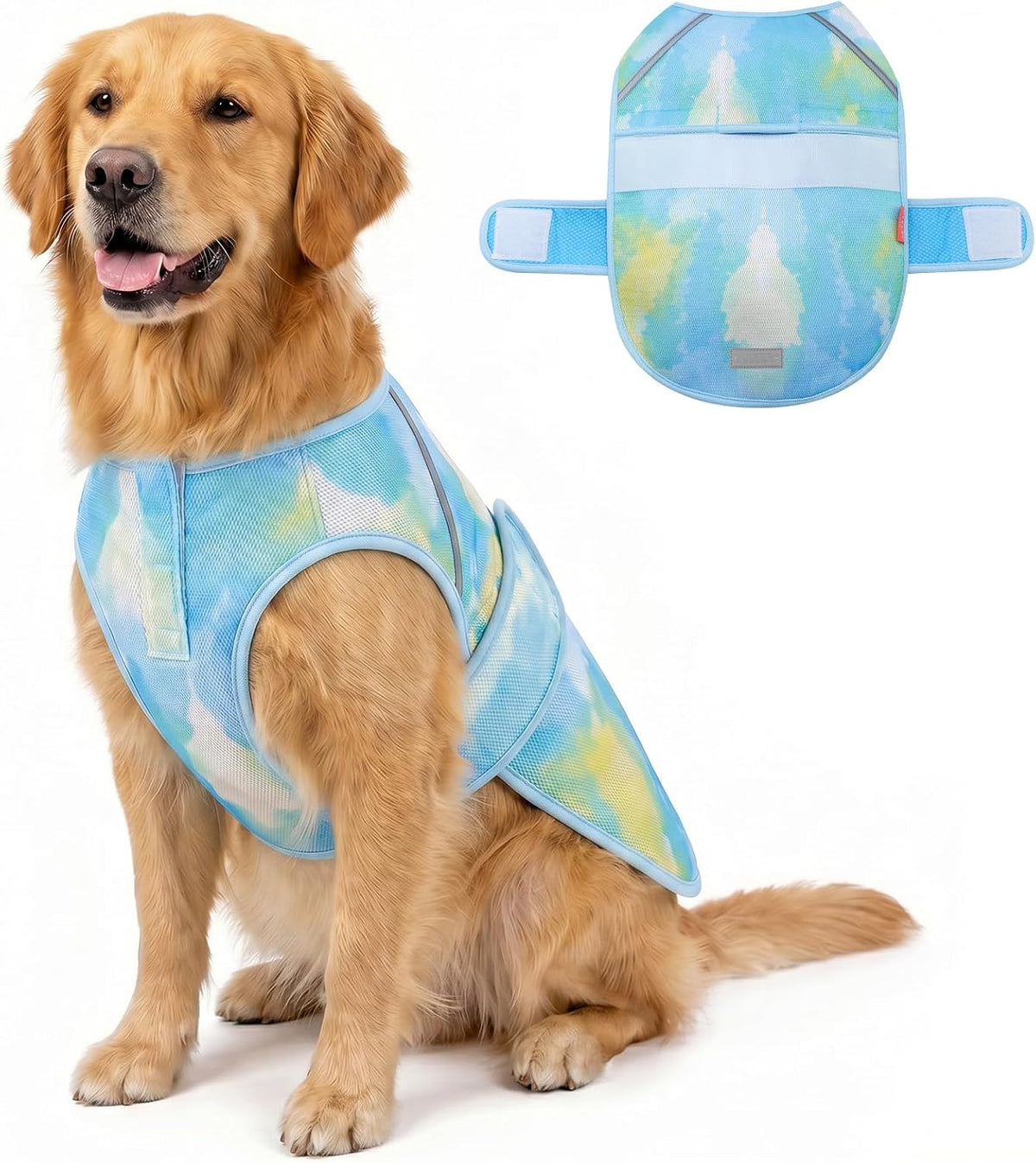 KYEESE Dog Cooling Vest, Lightweight Dog Cooler Jacket, 3D Breathable Mesh Pet Cooling Shirts for Summer with Reflective Stripe, Sun Protection Pet T Shirt for Beach, Hiking, Walking, Purple, L - Image 10