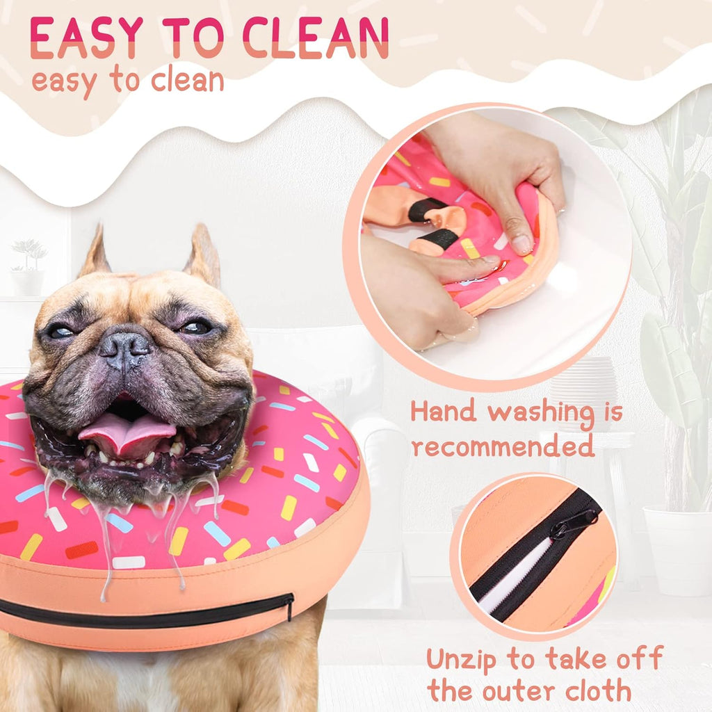 Supet dog recovery donut zipper detail showing removable outer cloth cover.