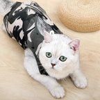 Detailed fabric texture of Doton cat surgical recovery suit