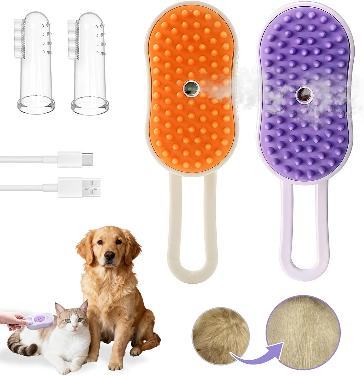 Orange set Petayouj steam brush with all included accessories