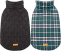 Kuoser reversible dog coat front view in green plaid
