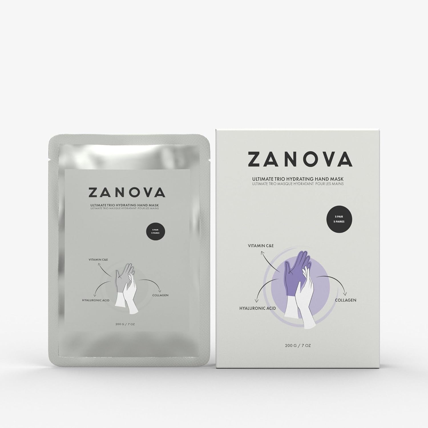 Zanova Collagen Hydrating Hand Mask box front view