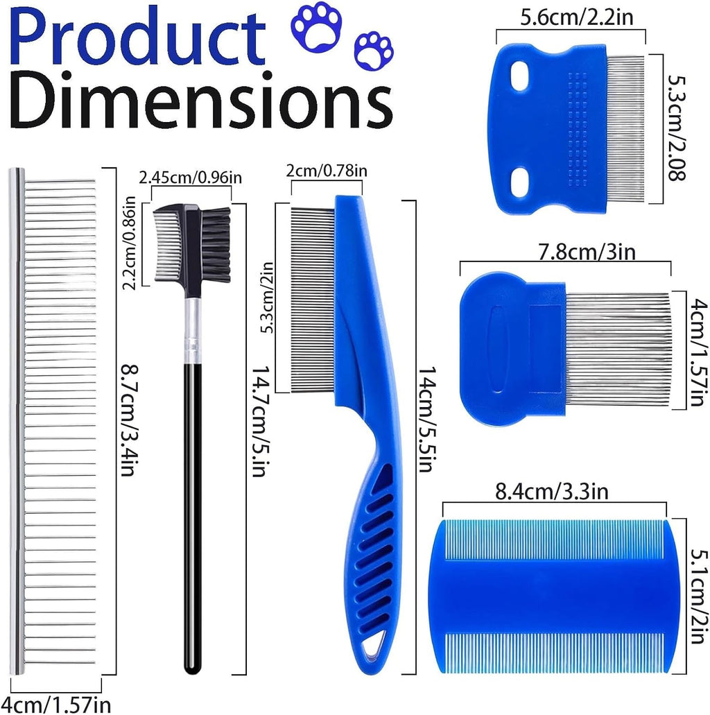 Fernfern durable blue handle pet grooming combs for professional detangling